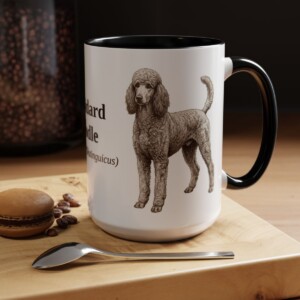 15oz Standard Poodle Latin Mug, Black, lifestyle photo