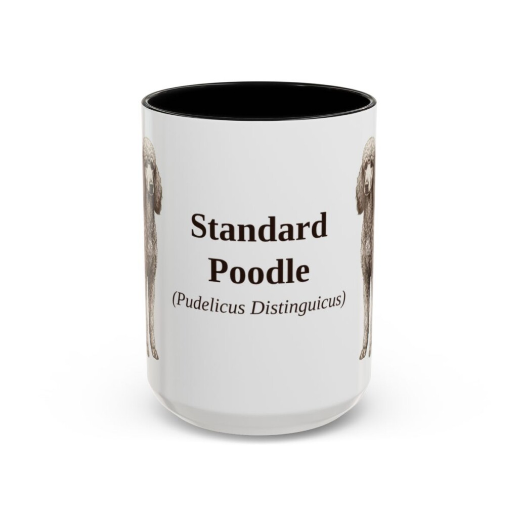 15oz Standard Poodle Latin Mug, Black, front view
