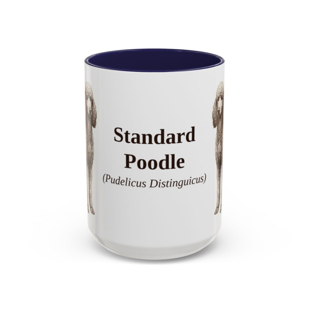 15oz Standard Poodle Latin Mug, Navy, front view