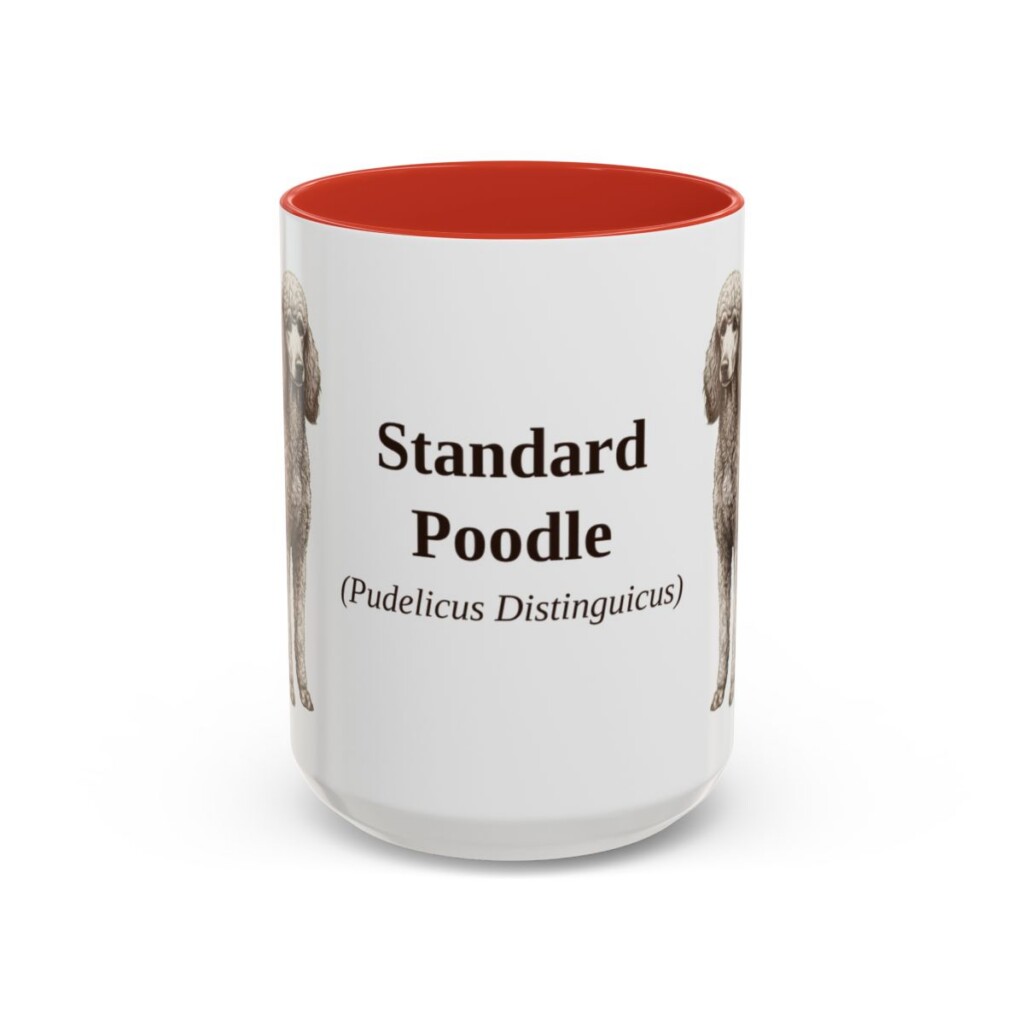 15oz Standard Poodle Latin Mug, Red, front view