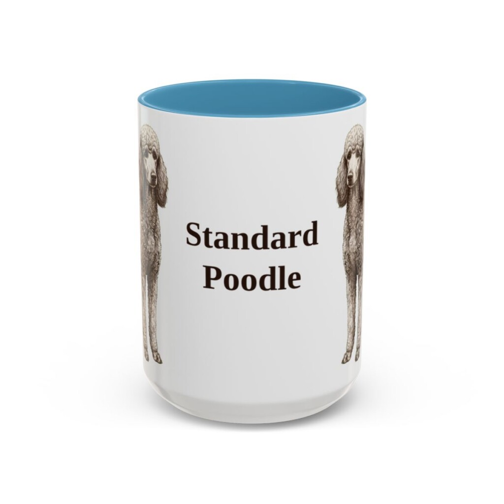 15oz Standard Poodle Mug, Light Blue, front view