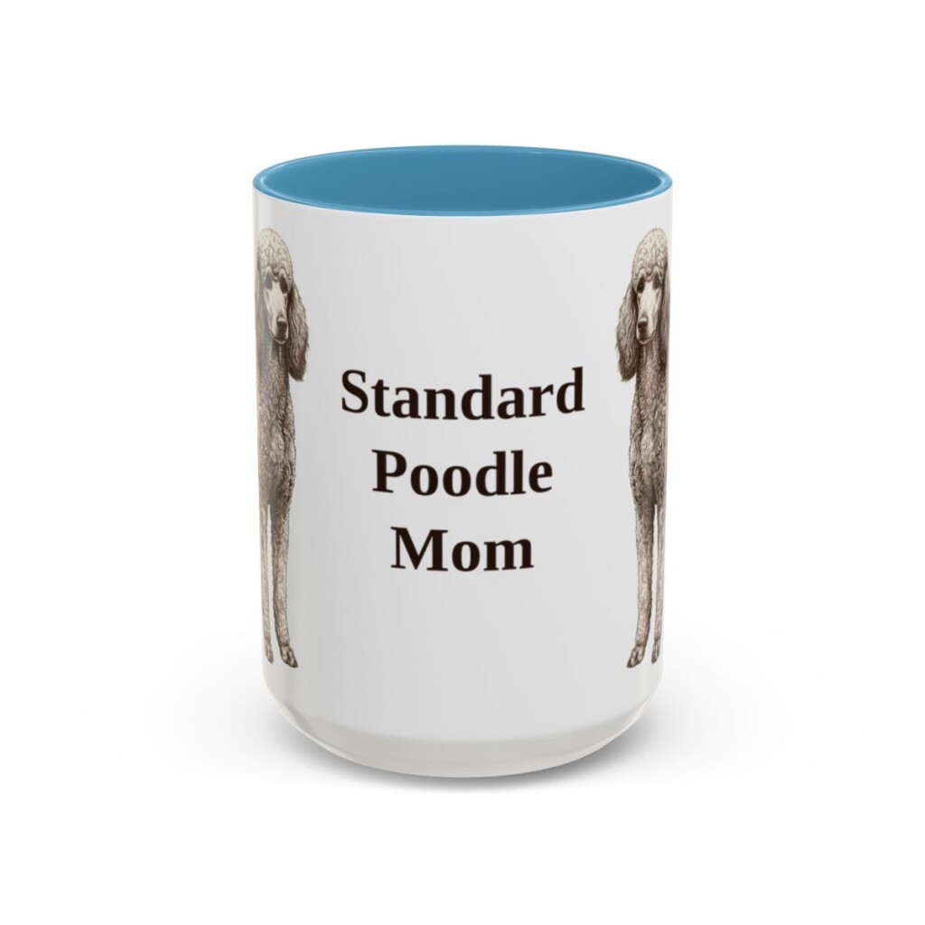 15oz Standard Poodle Dog Mom Mug, Light Blue, front view