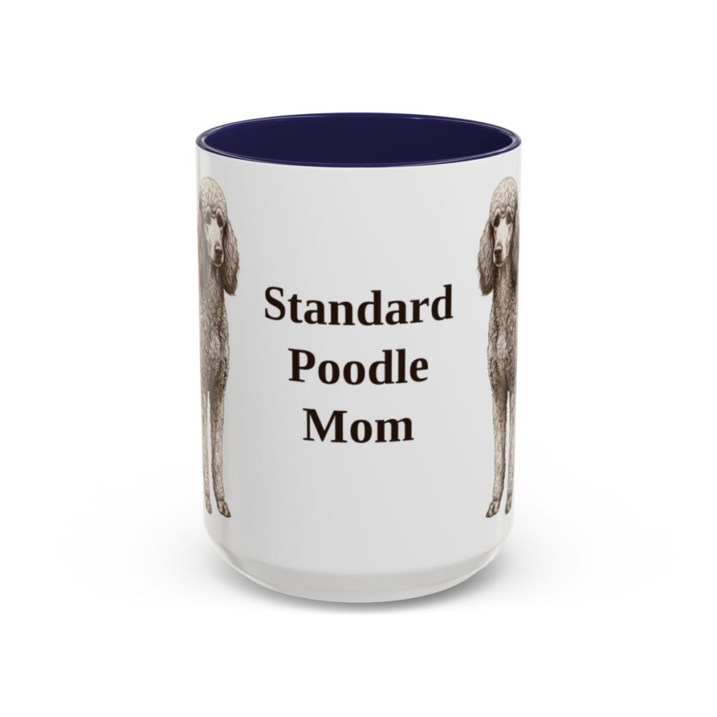 15oz Standard Poodle Dog Mom Mug, Navy, front view