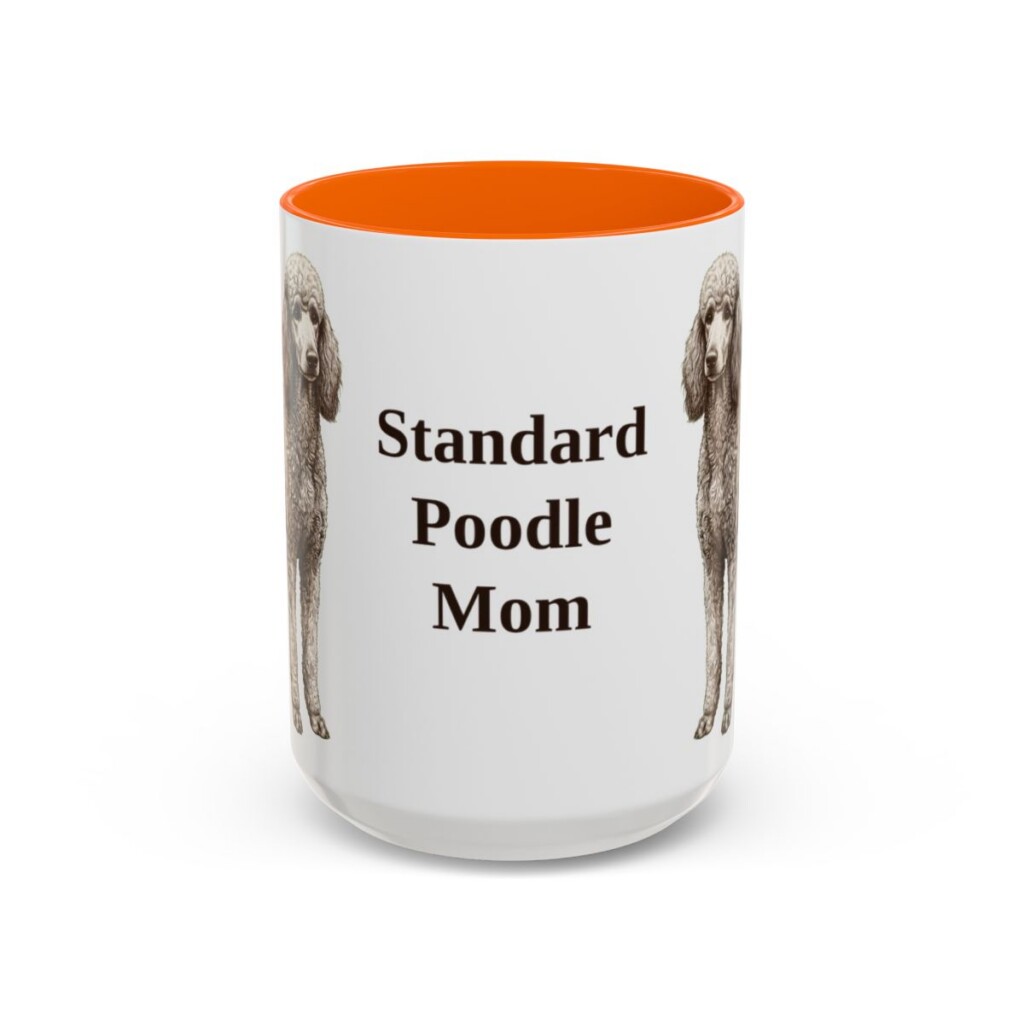 15oz Standard Poodle Dog Mom Mug, Orange, front view
