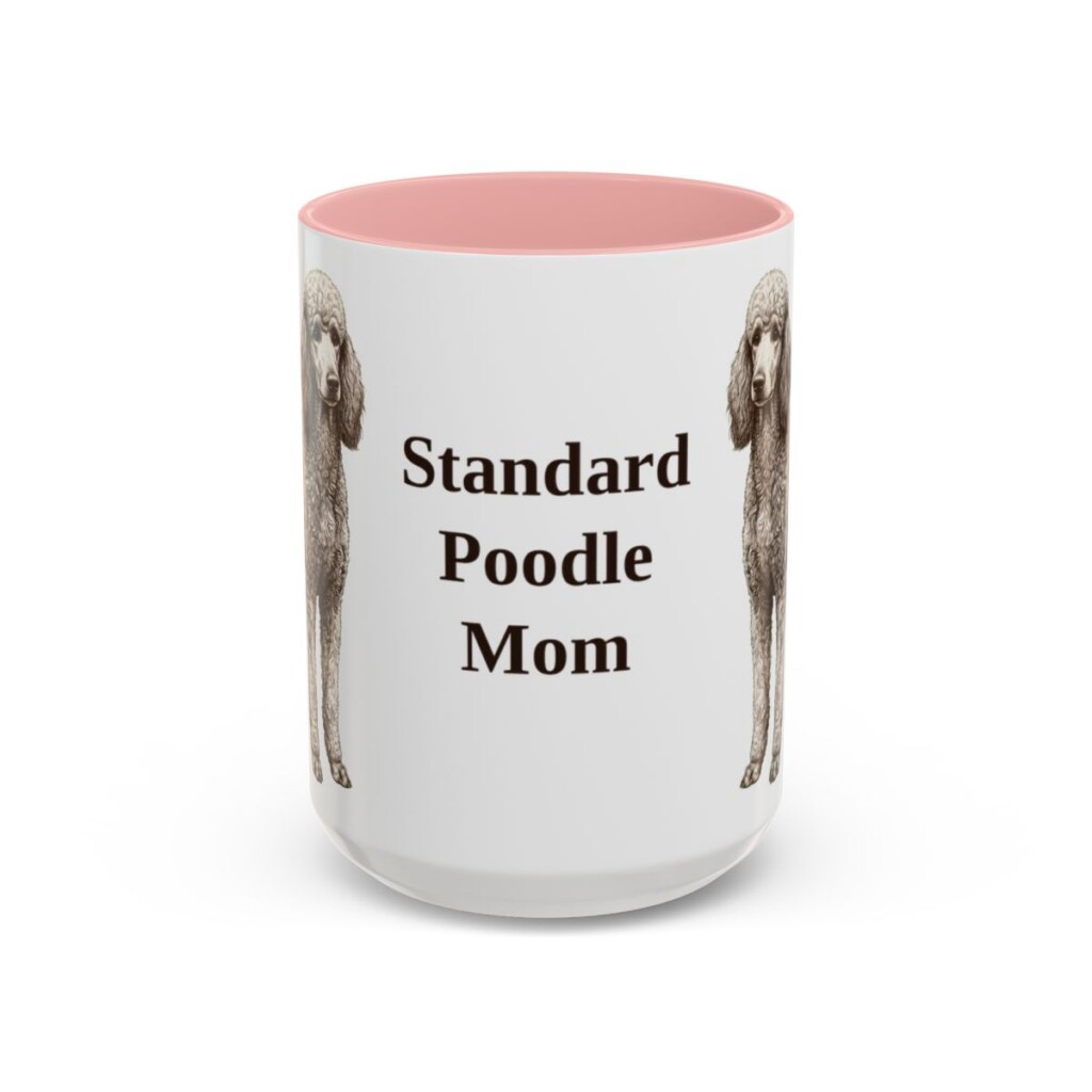 15oz Standard Poodle Dog Mom Mug, Pink, front view