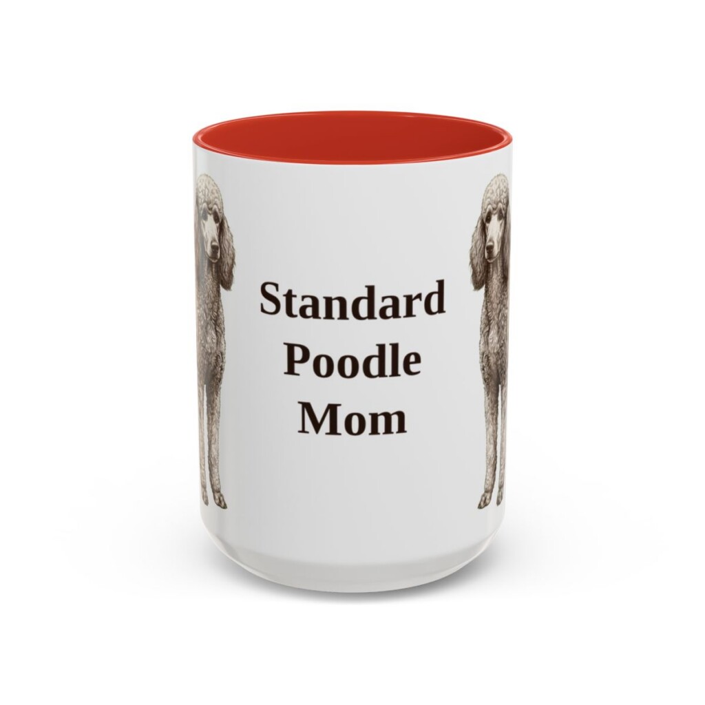 15oz Standard Poodle Dog Mom Mug, Red, front view