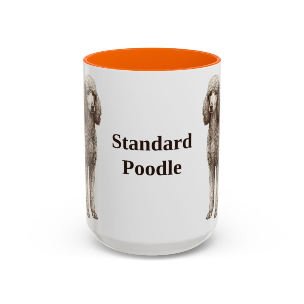 15oz Standard Poodle Mug, Orange, front view