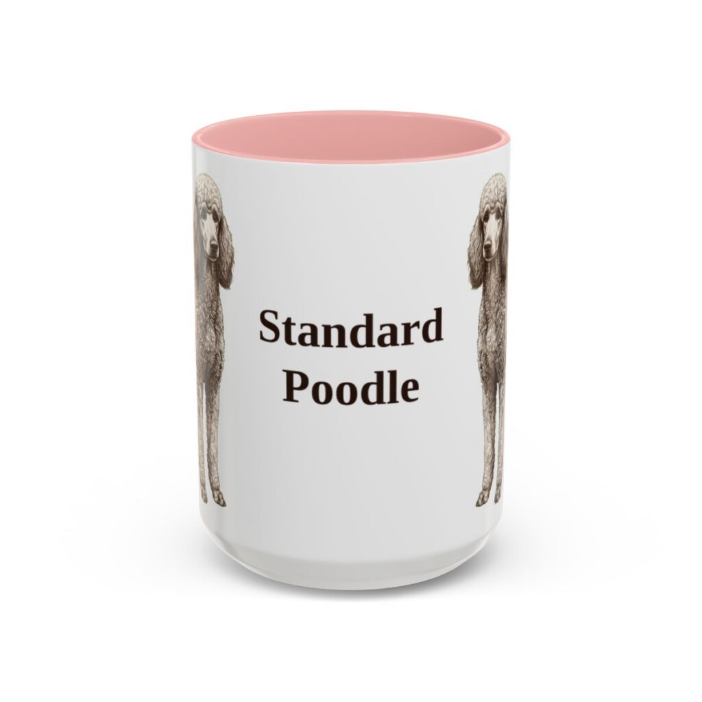15oz Standard Poodle Mug, Pink, front view