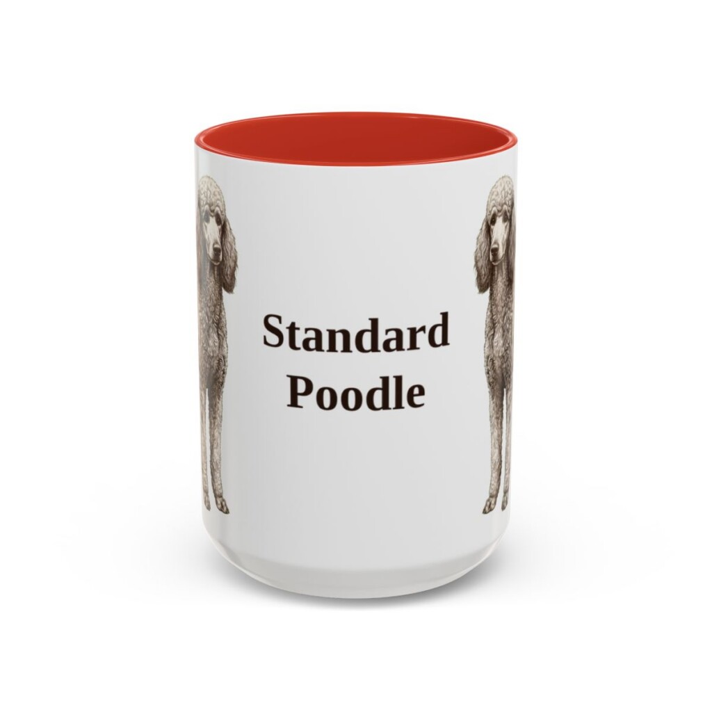 15oz Standard Poodle Mug, Red, front view