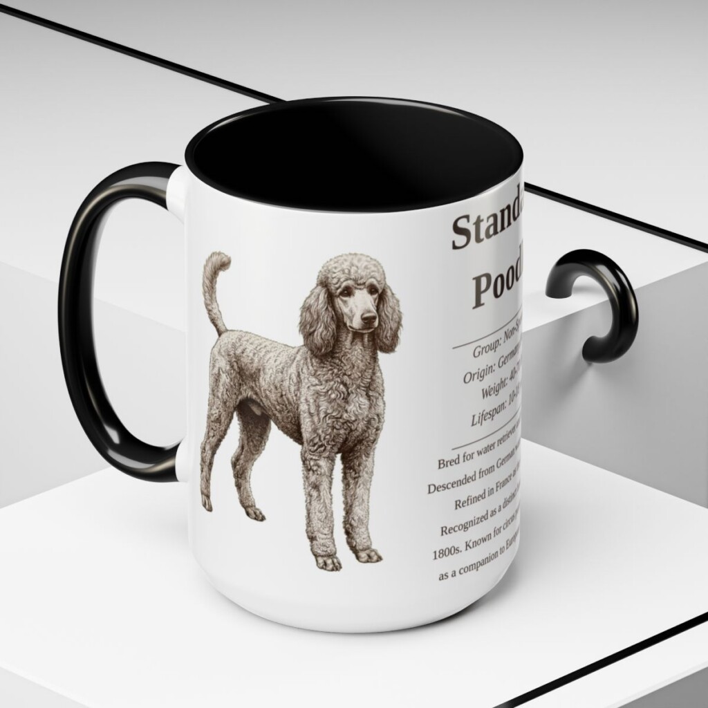 15oz Standard Poodle Mug, Black, lifestyle photo