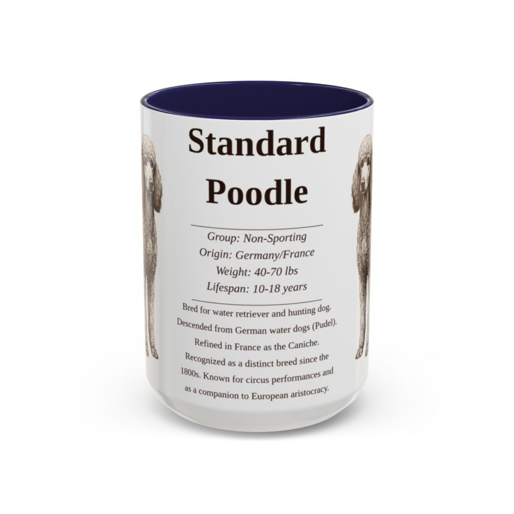 15oz Standard Poodle Mug, Navy, front view