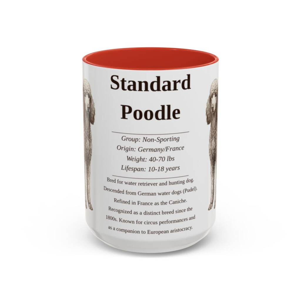 15oz Standard Poodle Mug, Red, front view