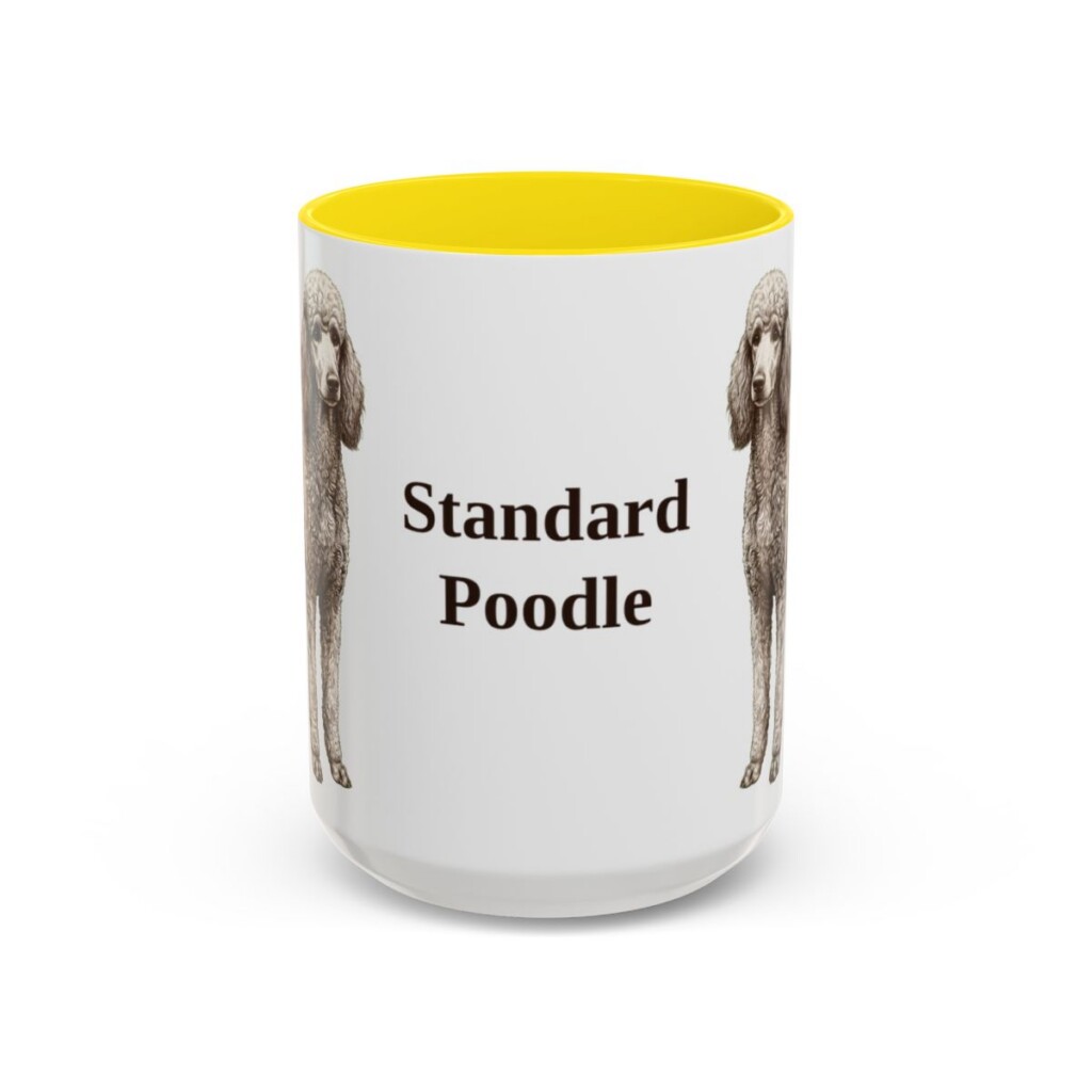 15oz Standard Poodle Mug, Yellow, front view