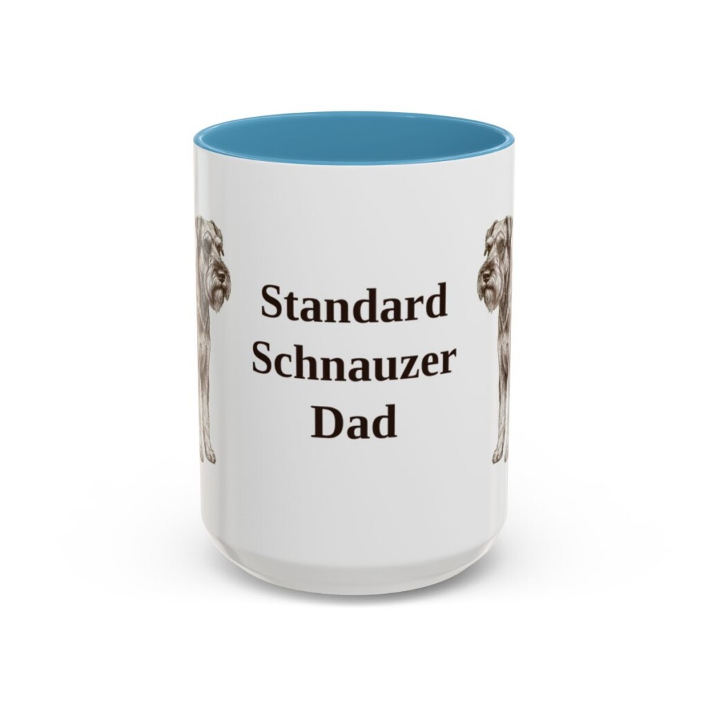 15oz Standard Schnauzer Dog Dad Mug, Light Blue, front view