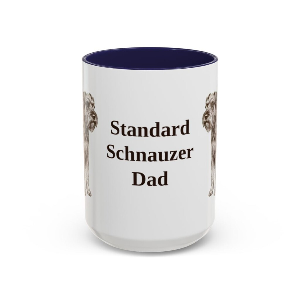 15oz Standard Schnauzer Dog Dad Mug, Navy, front view