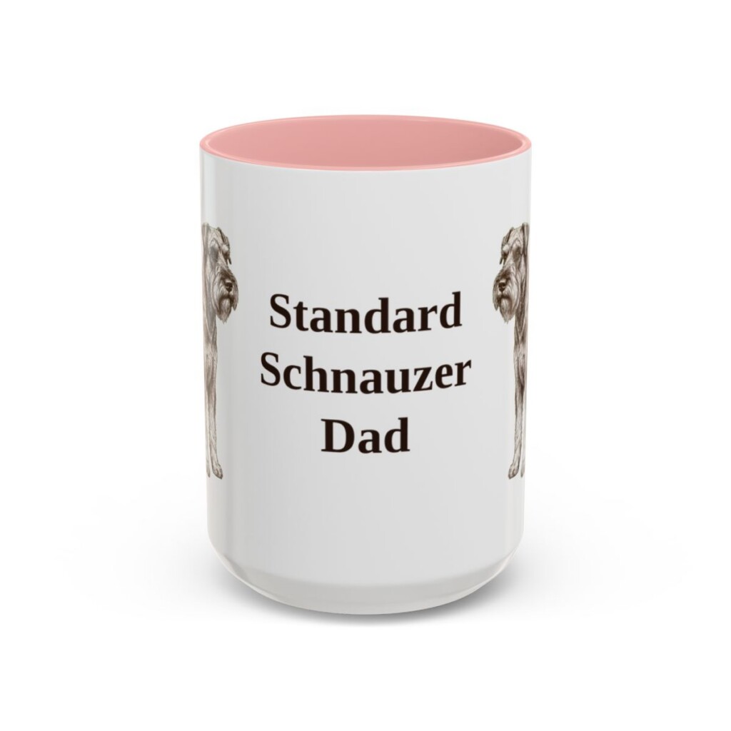 15oz Standard Schnauzer Dog Dad Mug, Pink, front view