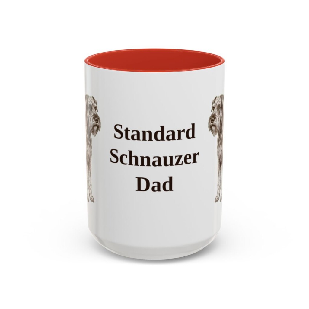 15oz Standard Schnauzer Dog Dad Mug, Red, front view