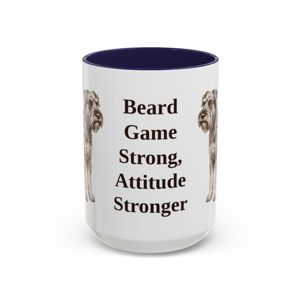 15oz Funny Standard Schnauzer Mug, Navy, front view
