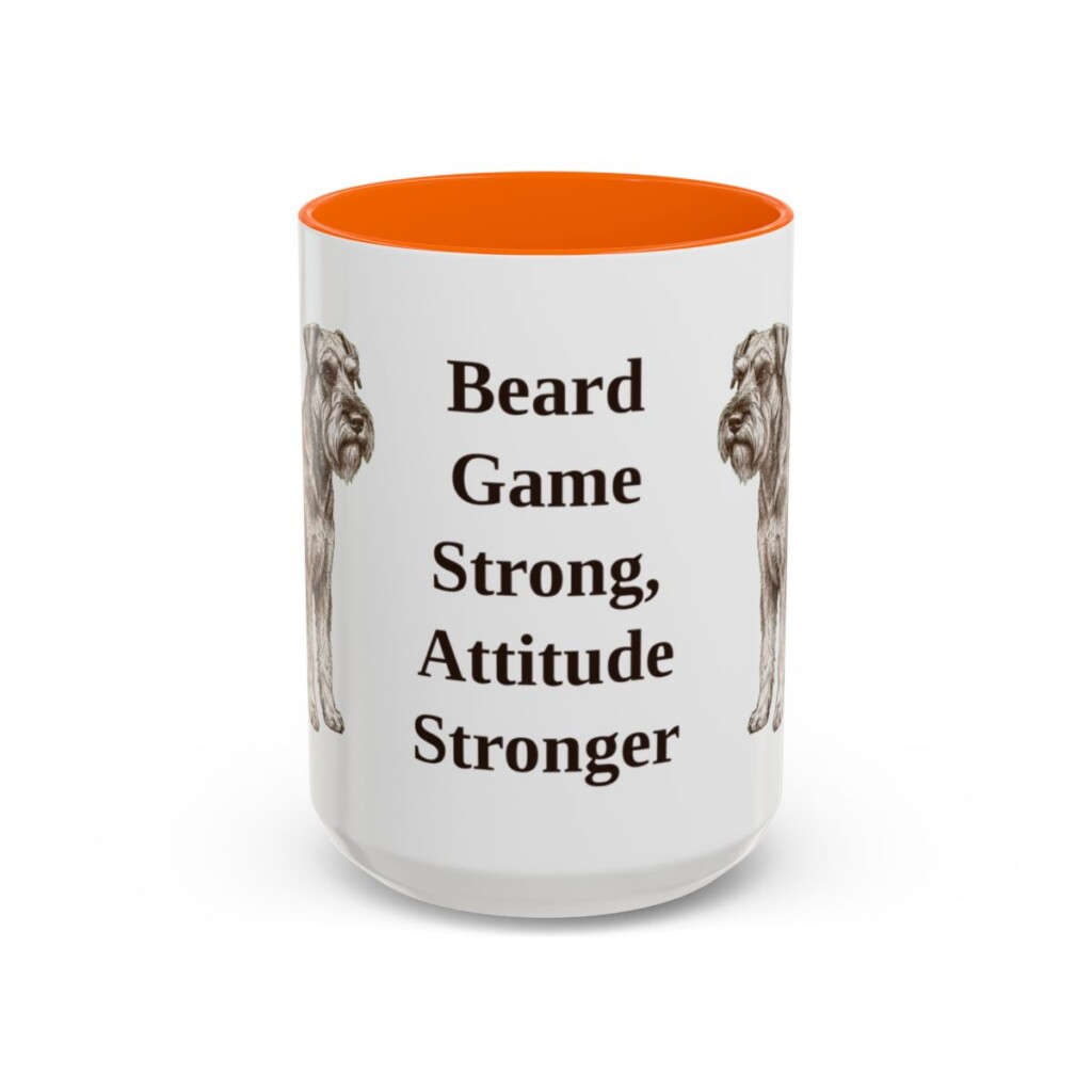 15oz Funny Standard Schnauzer Mug, Orange, front view