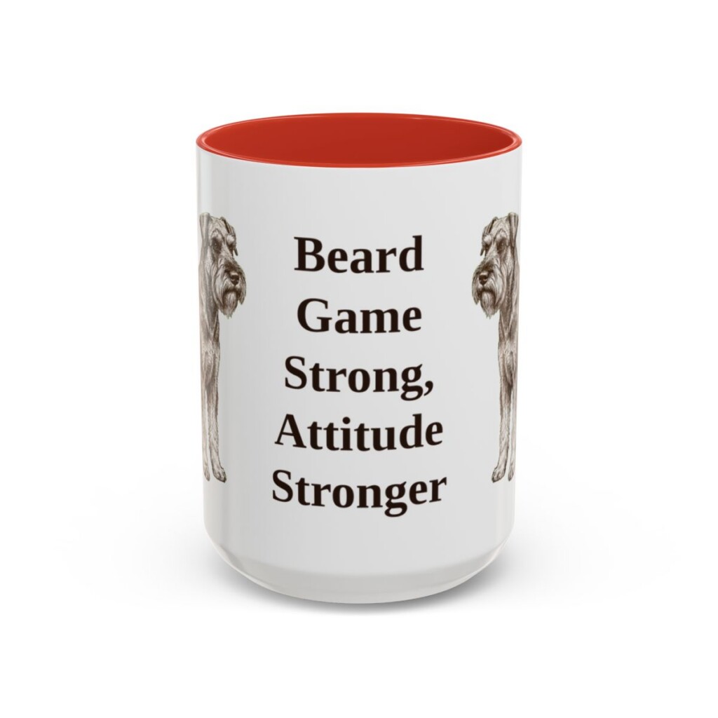 15oz Funny Standard Schnauzer Mug, Red, front view