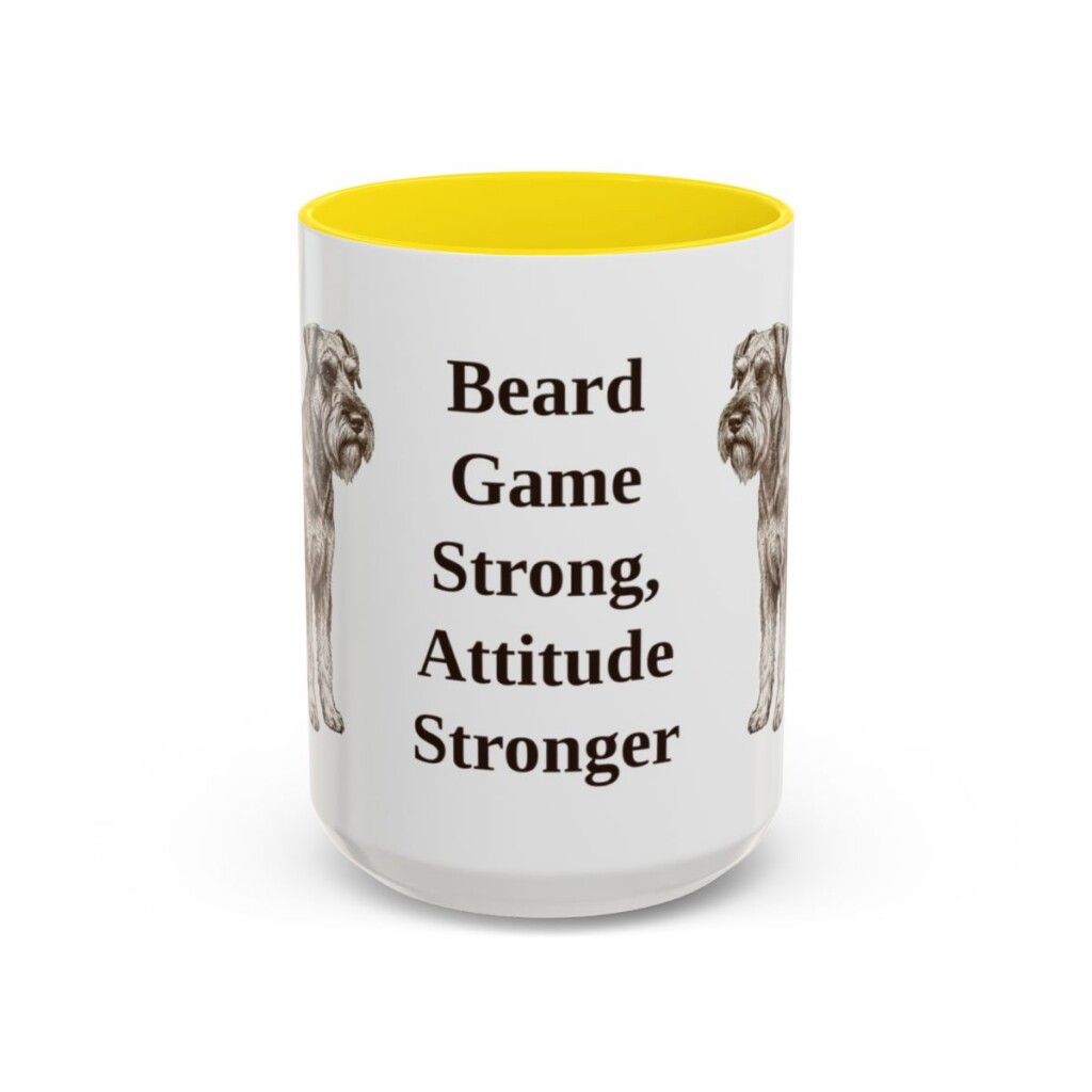 15oz Funny Standard Schnauzer Mug, Yellow, front view