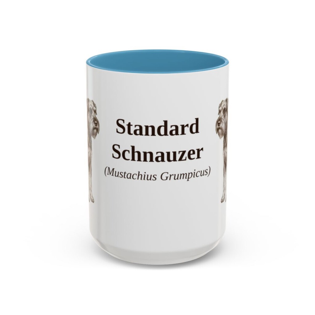 15oz Standard Schnauzer Latin Mug, Light Blue, front view
