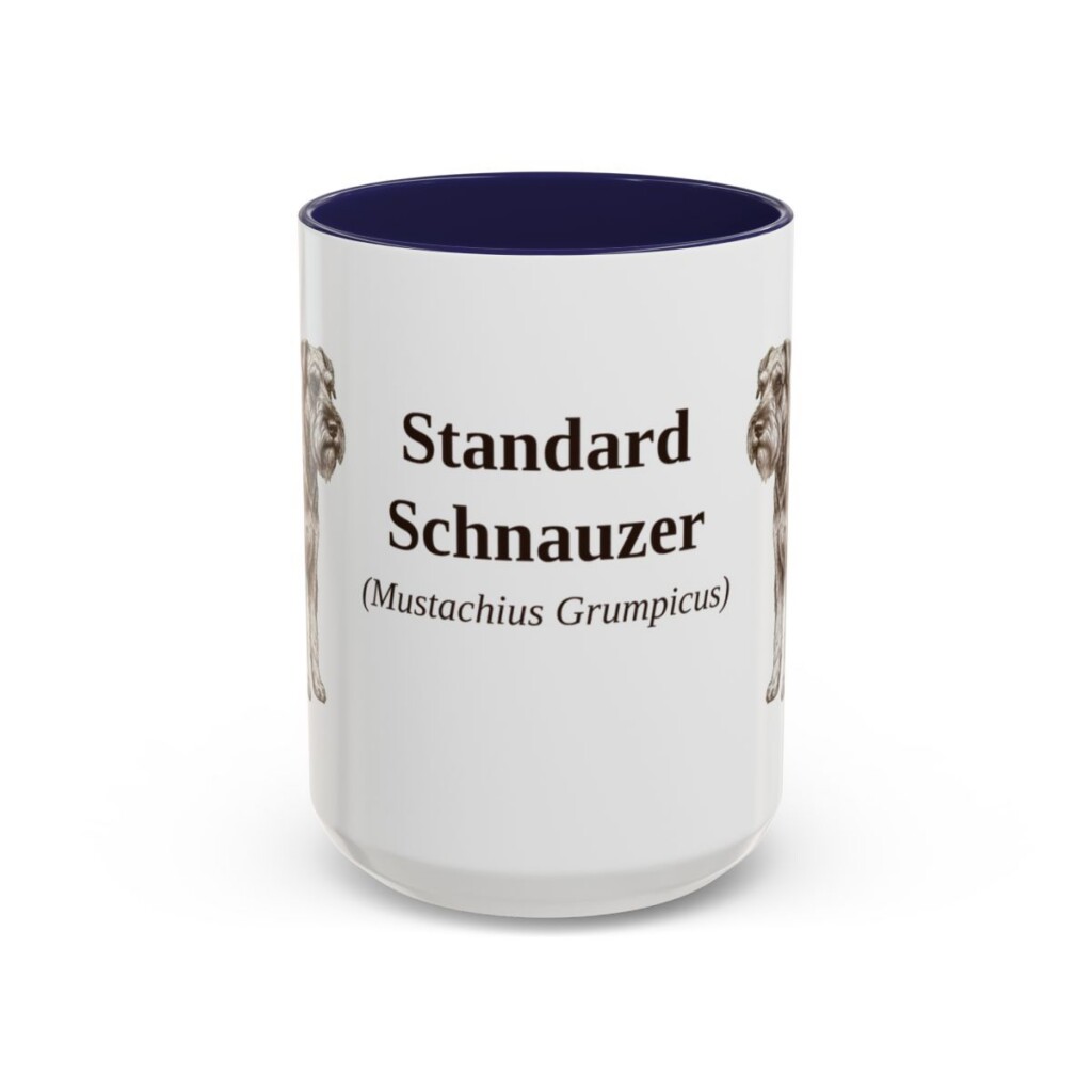 15oz Standard Schnauzer Latin Mug, Navy, front view