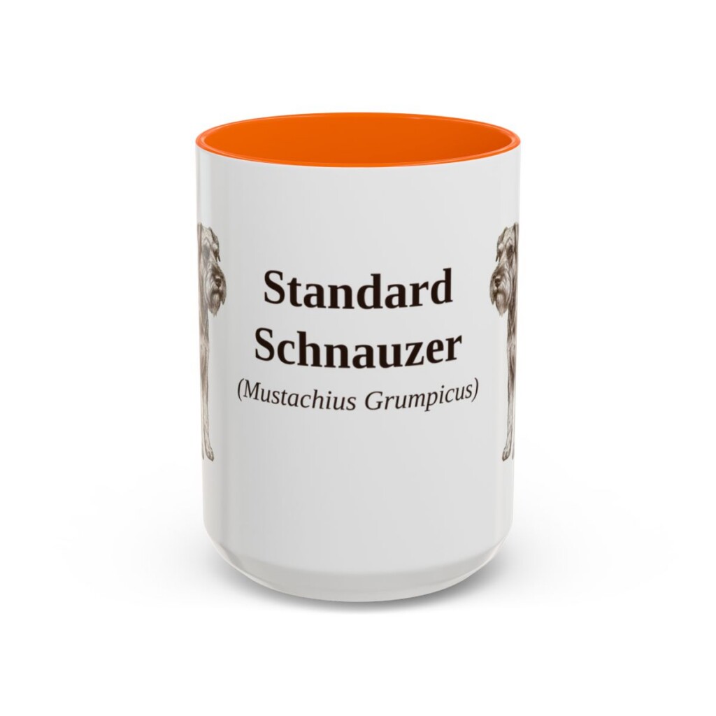 15oz Standard Schnauzer Latin Mug, Orange, front view