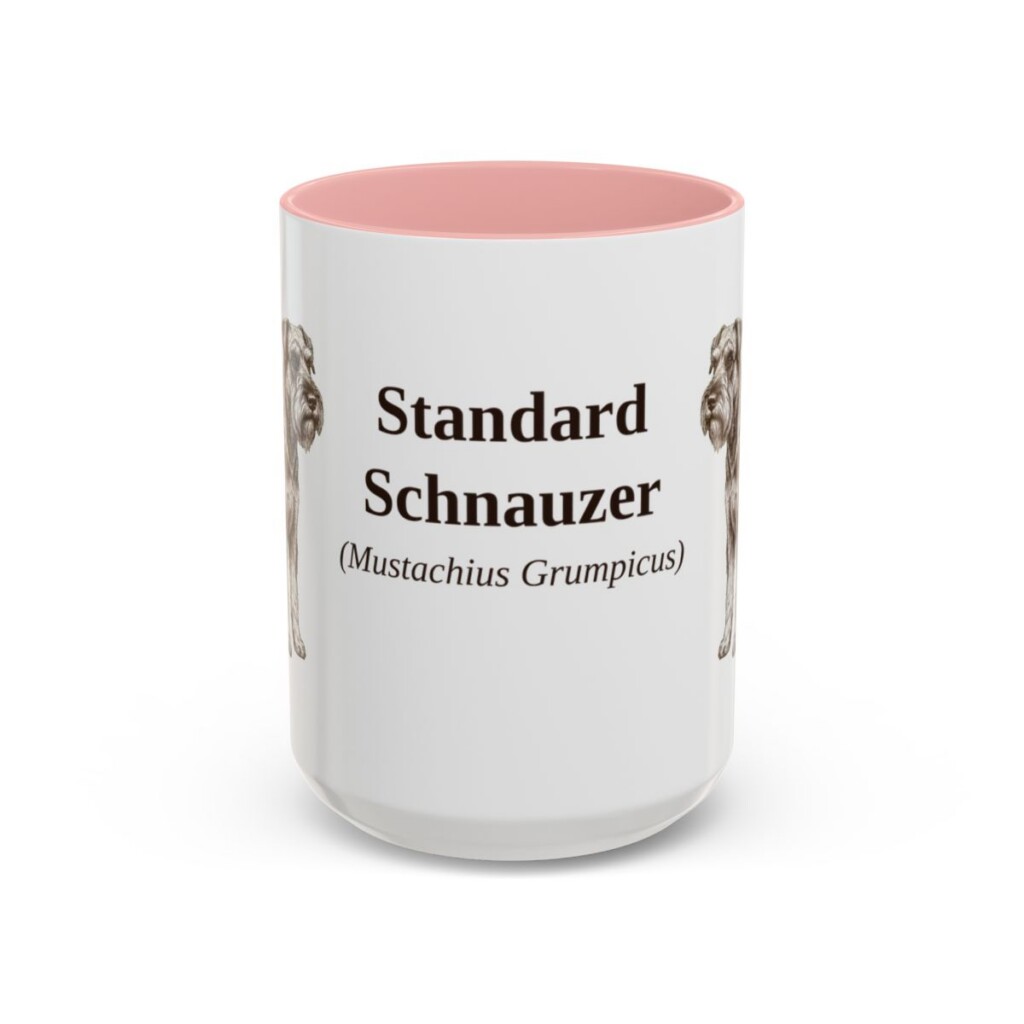 15oz Standard Schnauzer Latin Mug, Pink, front view