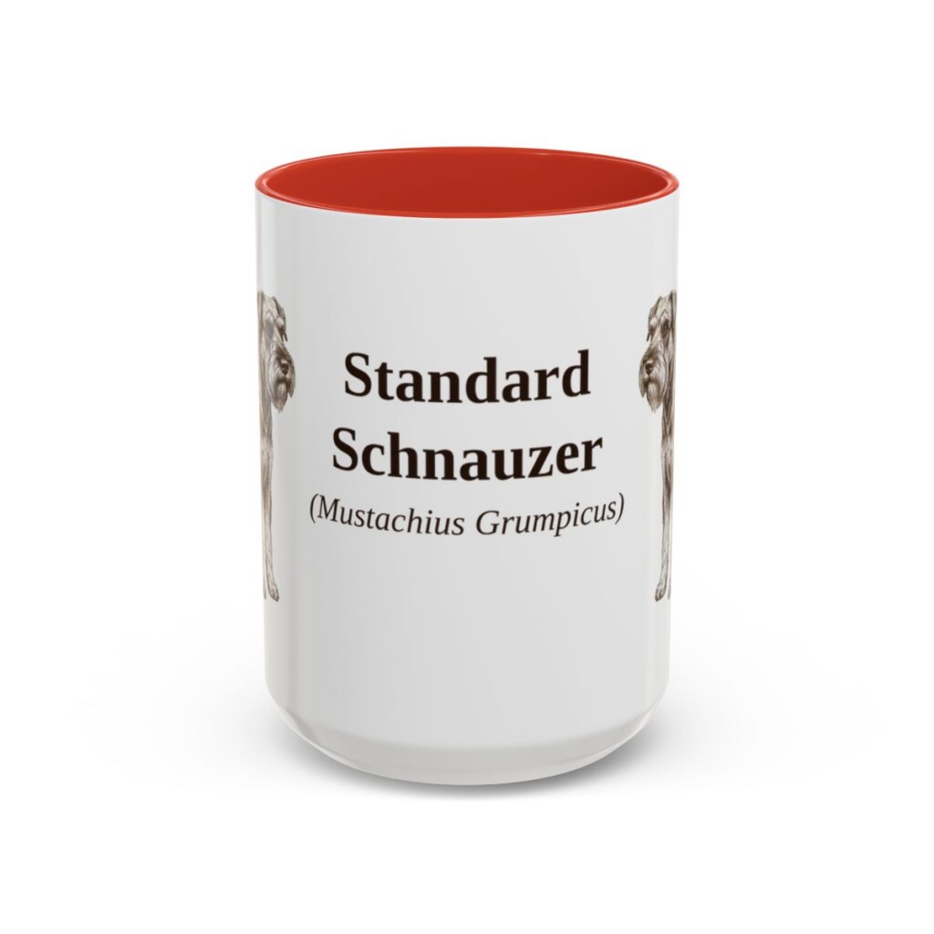 15oz Standard Schnauzer Latin Mug, Red, front view