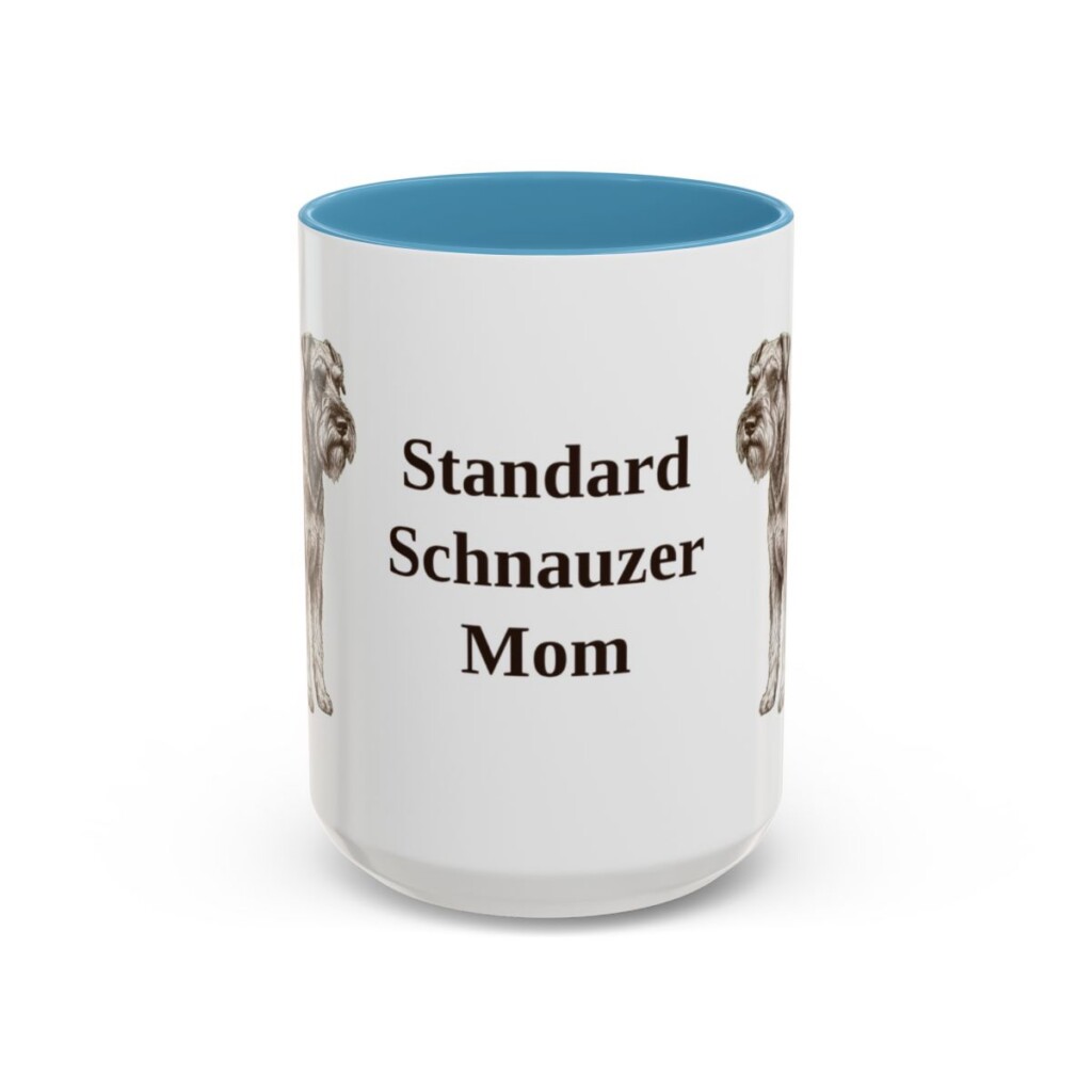 15oz Standard Schnauzer Dog Mom Mug, Light Blue, front view
