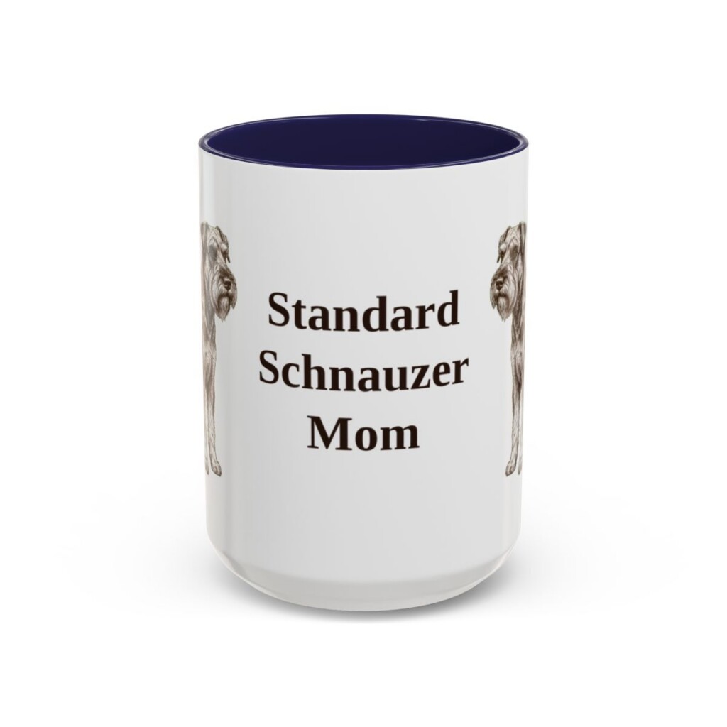 15oz Standard Schnauzer Dog Mom Mug, Navy, front view