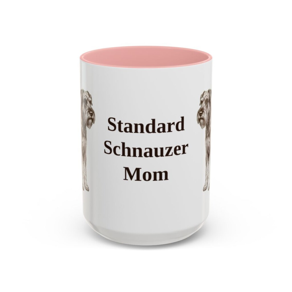 15oz Standard Schnauzer Dog Mom Mug, Pink, front view
