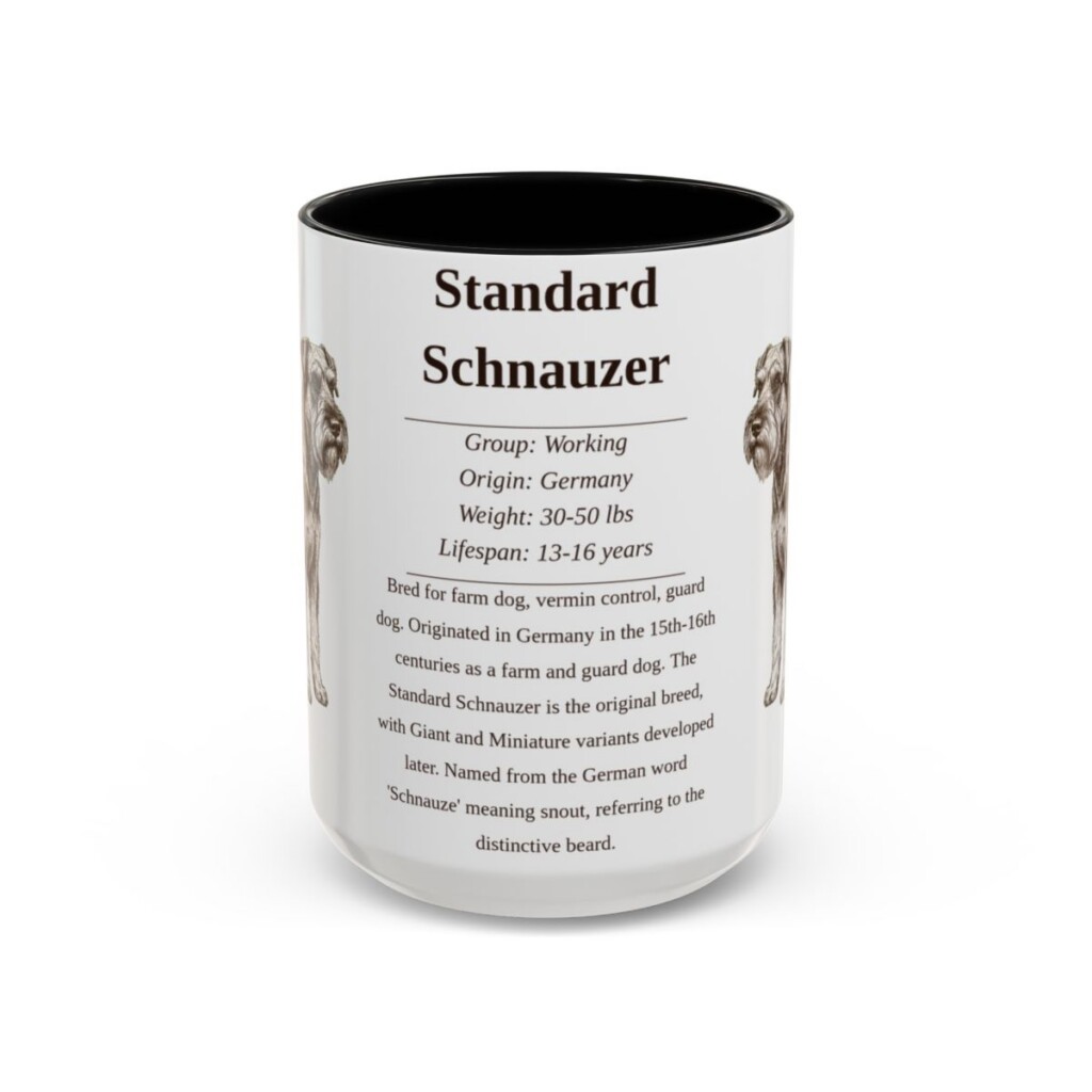 15oz Standard Schnauzer Mug, Black, front view