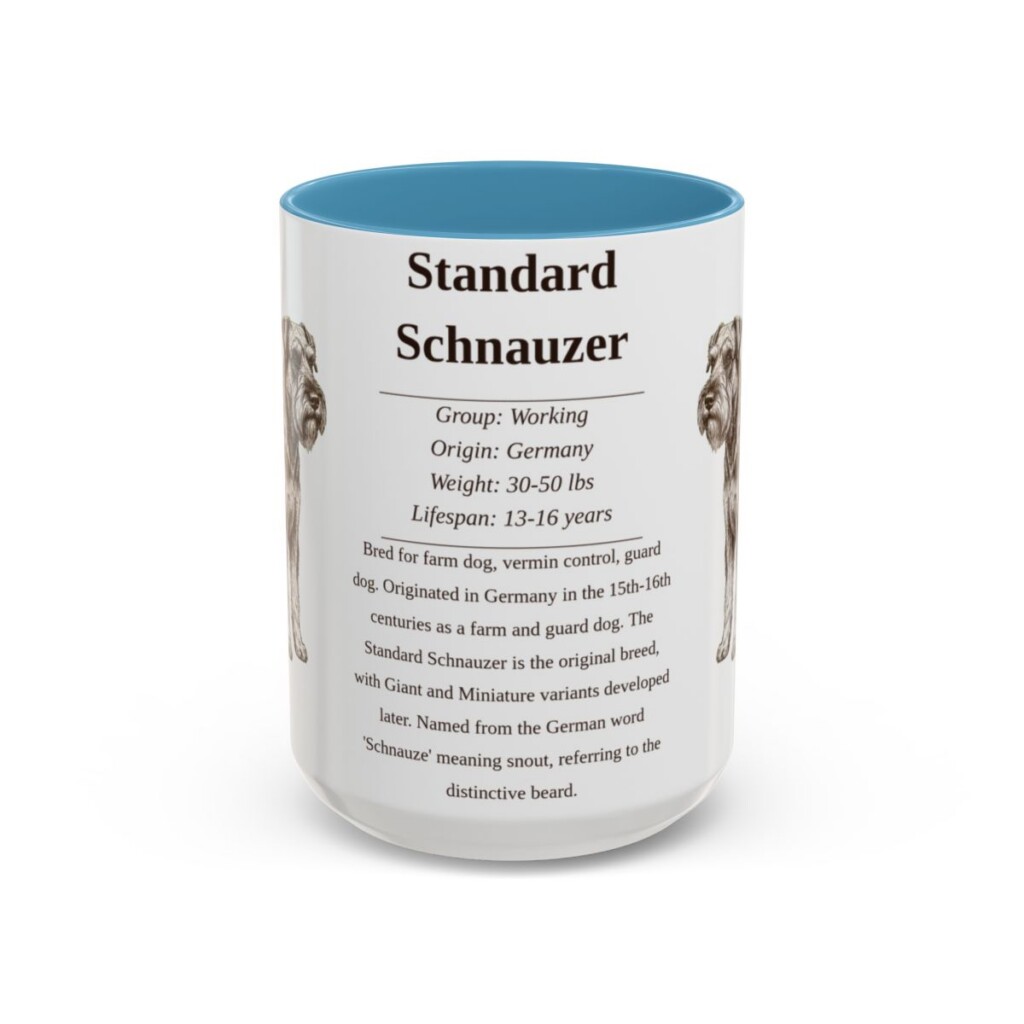 15oz Standard Schnauzer Mug, Light Blue, front view