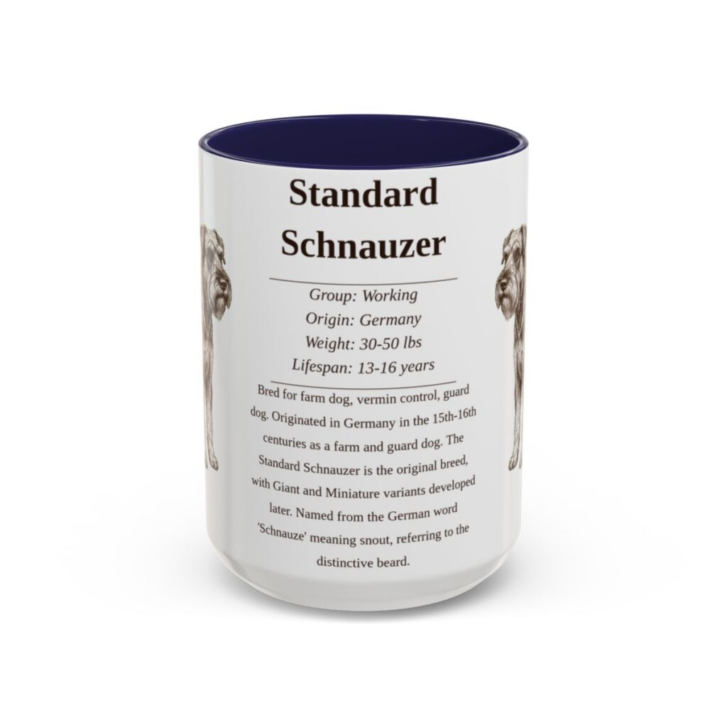 15oz Standard Schnauzer Mug, Navy, front view