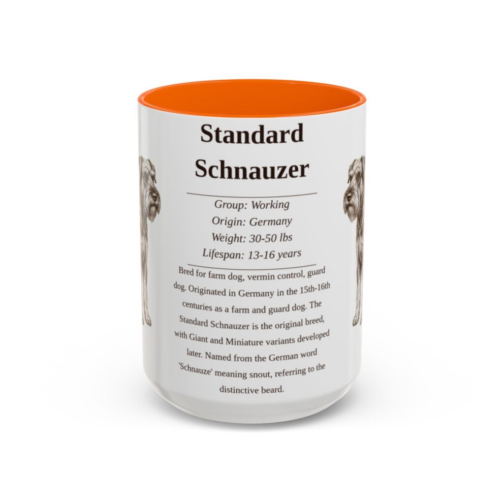 15oz Standard Schnauzer Mug, Orange, front view