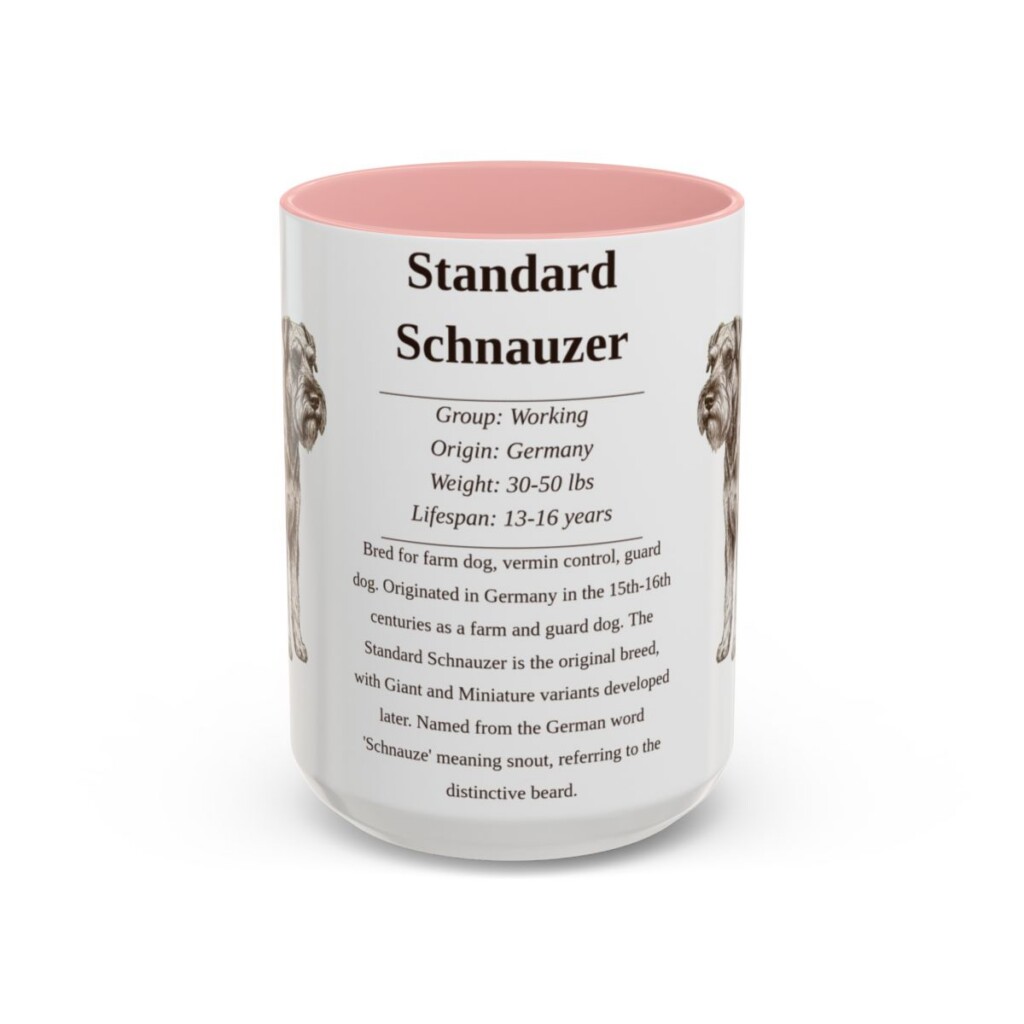 15oz Standard Schnauzer Mug, Pink, front view