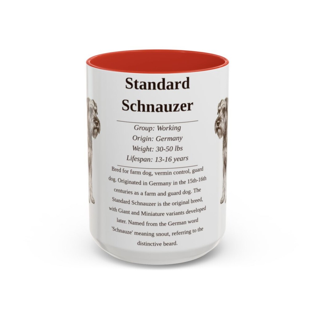 15oz Standard Schnauzer Mug, Red, front view