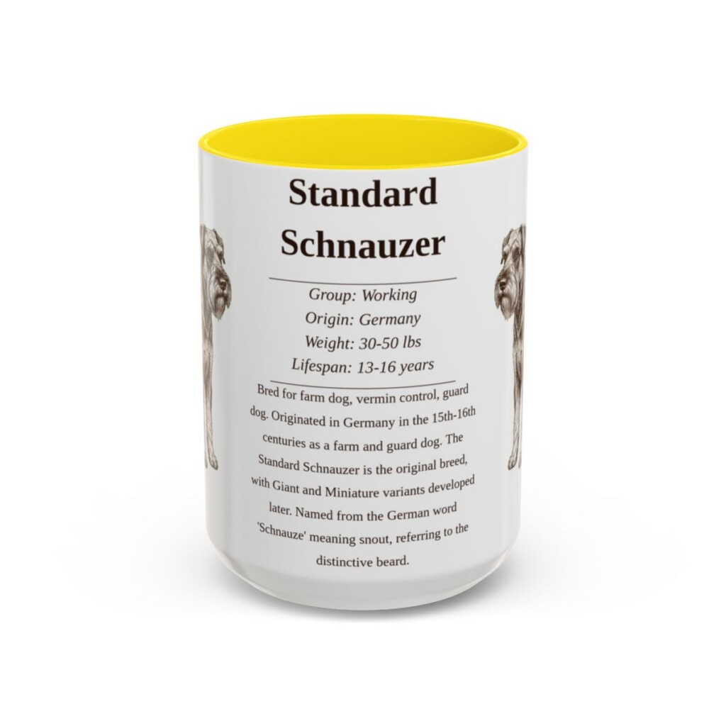 15oz Standard Schnauzer Mug, Yellow, front view