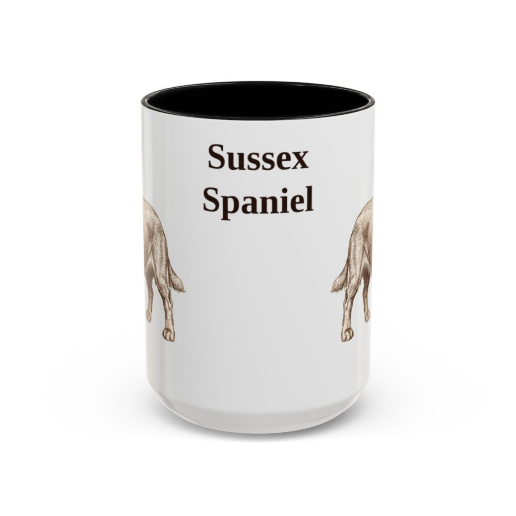 15oz Sussex Spaniel Mug, Black, front view