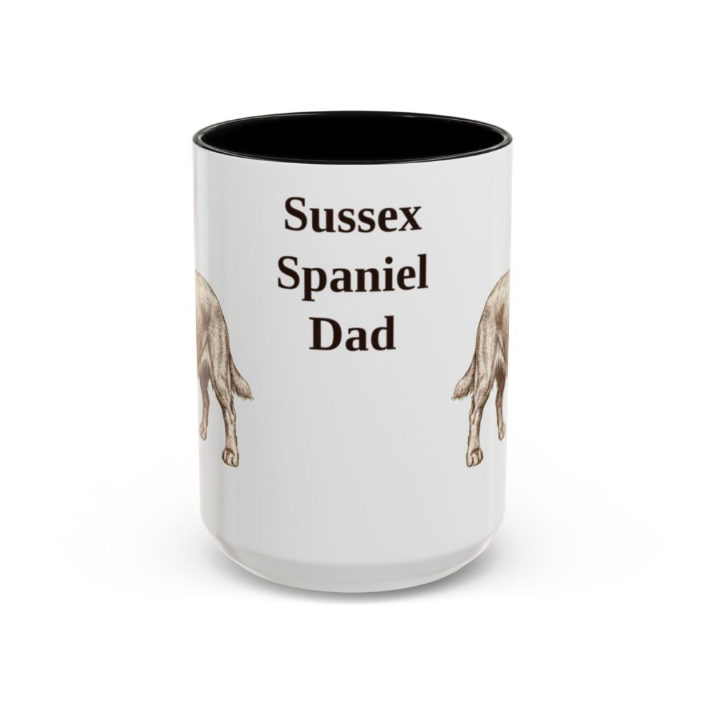 15oz Sussex Spaniel Dog Dad Mug, Black, front view