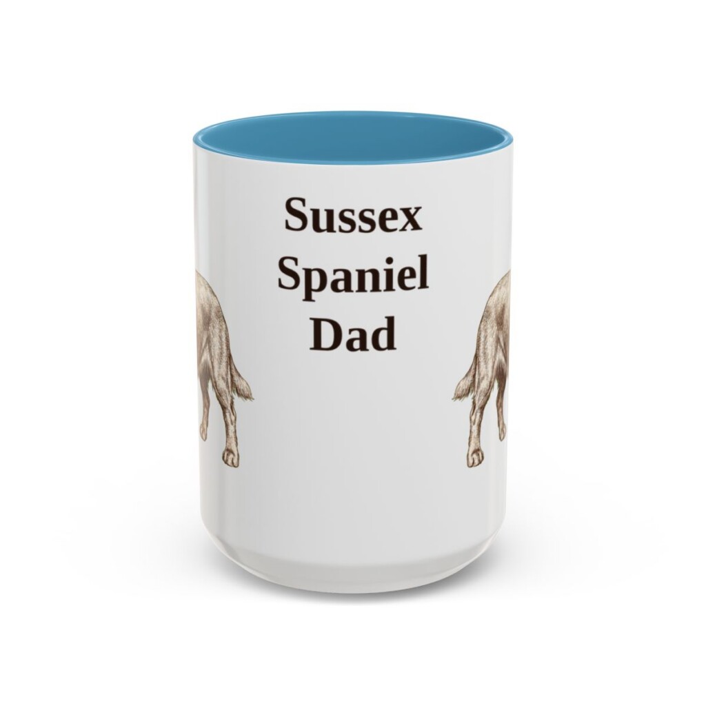 15oz Sussex Spaniel Dog Dad Mug, Light Blue, front view