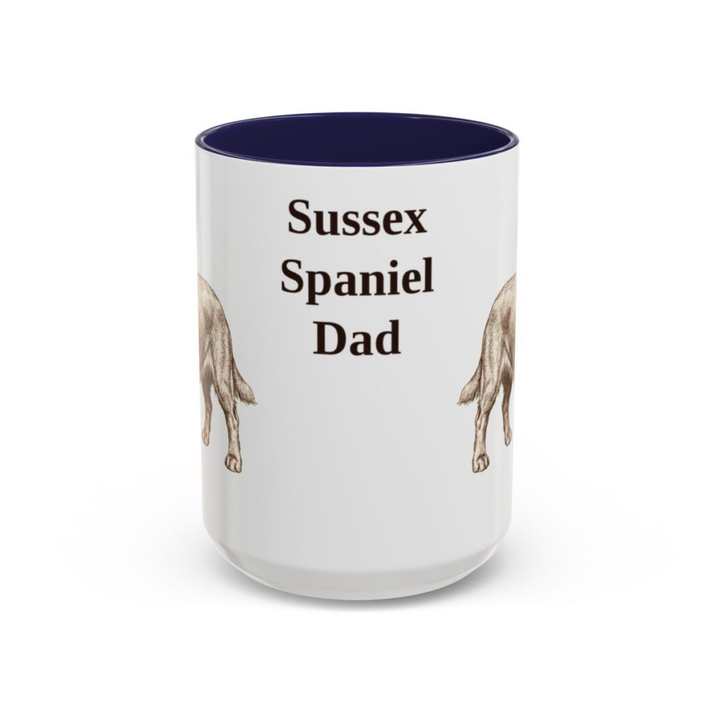 15oz Sussex Spaniel Dog Dad Mug, Navy, front view
