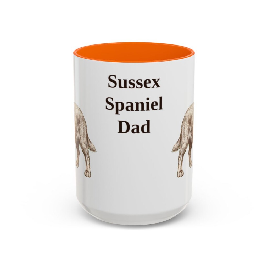 15oz Sussex Spaniel Dog Dad Mug, Orange, front view