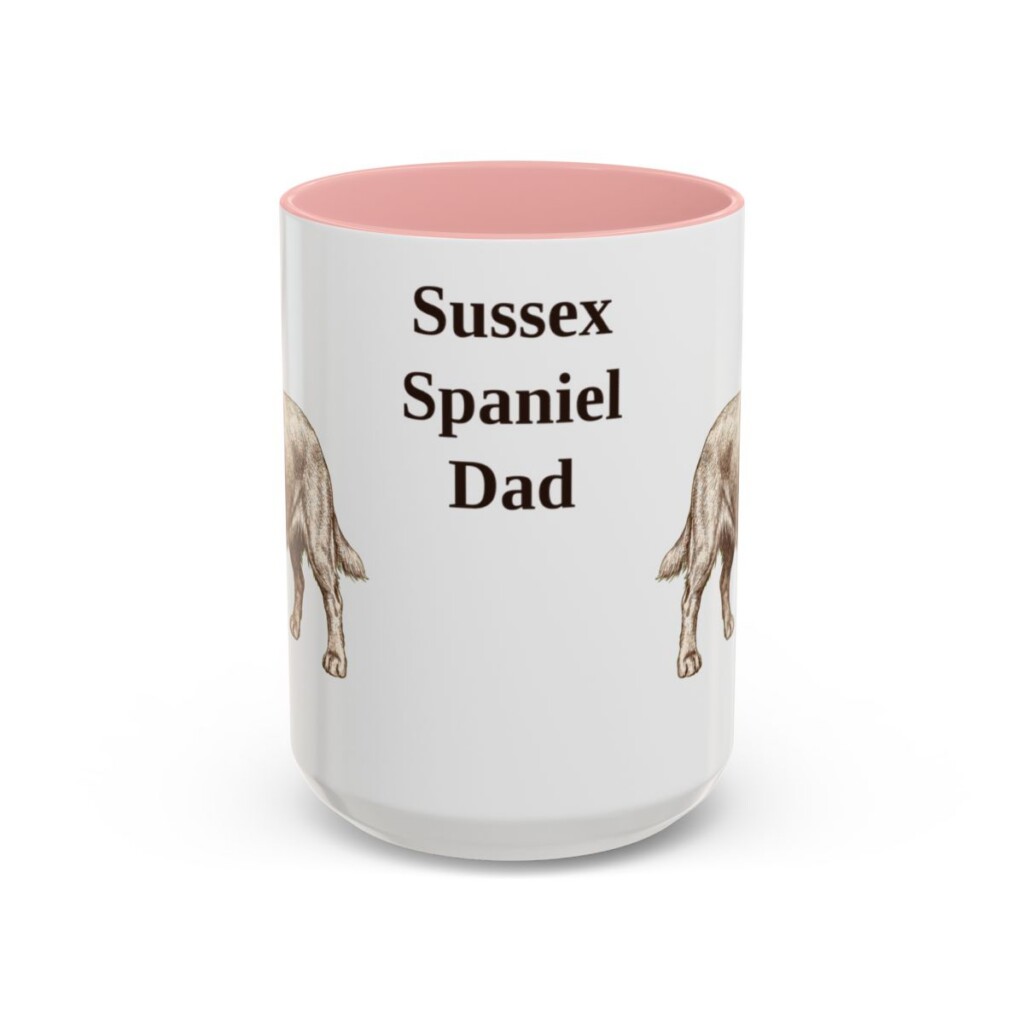 15oz Sussex Spaniel Dog Dad Mug, Pink, front view