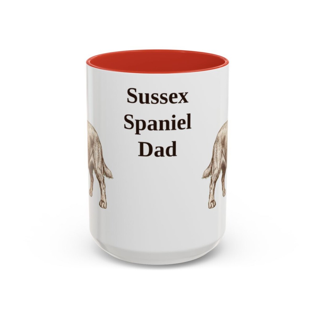 15oz Sussex Spaniel Dog Dad Mug, Red, front view