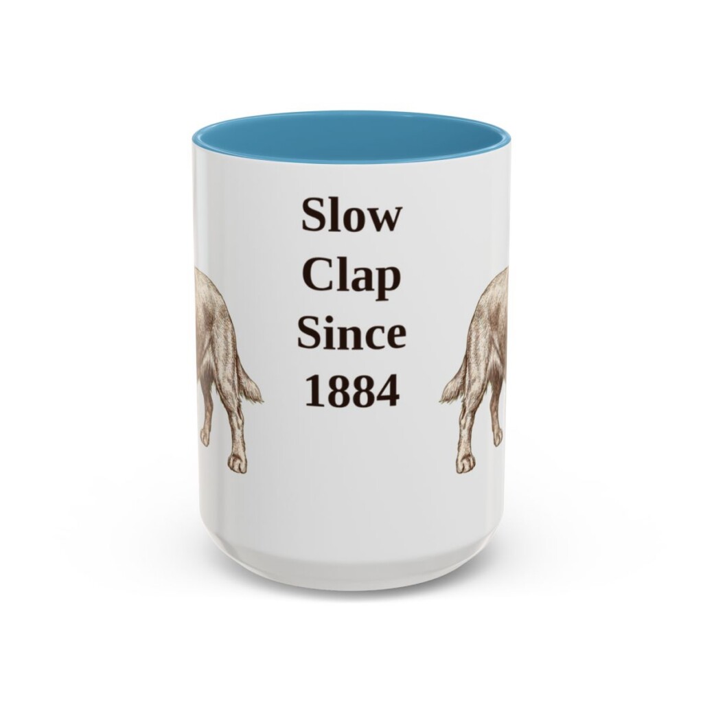 15oz-sussex-spaniel-mug-humor-light-blue 15oz Funny Sussex Spaniel Mug, Light Blue, front view