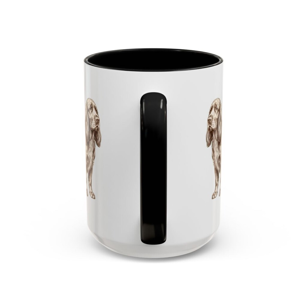 15oz Sussex Spaniel Latin Mug, Black, back view