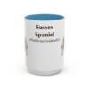 15oz Sussex Spaniel Latin Mug, Light Blue, front view